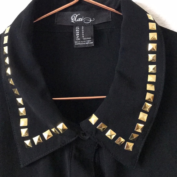 FOREVER 21 black button down shirt S - Picture 3 of 6